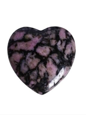Rhodonite Gemstone Heart Black Pink Love Gem Palm Stone Pocket Rock Mini Hearts